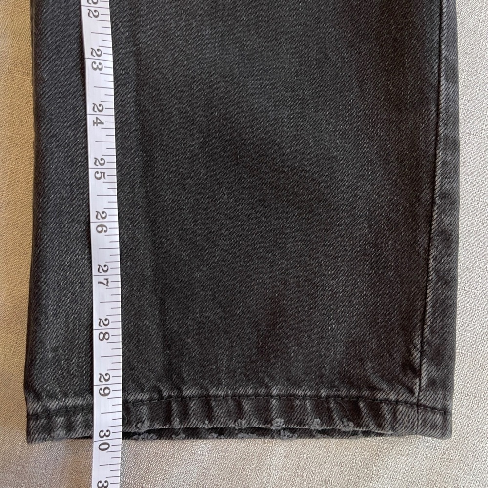 Zara High Waist Straight Leg Jeans Womens Size 10 Faded Distressed Black Wash - Picture 6 of 12